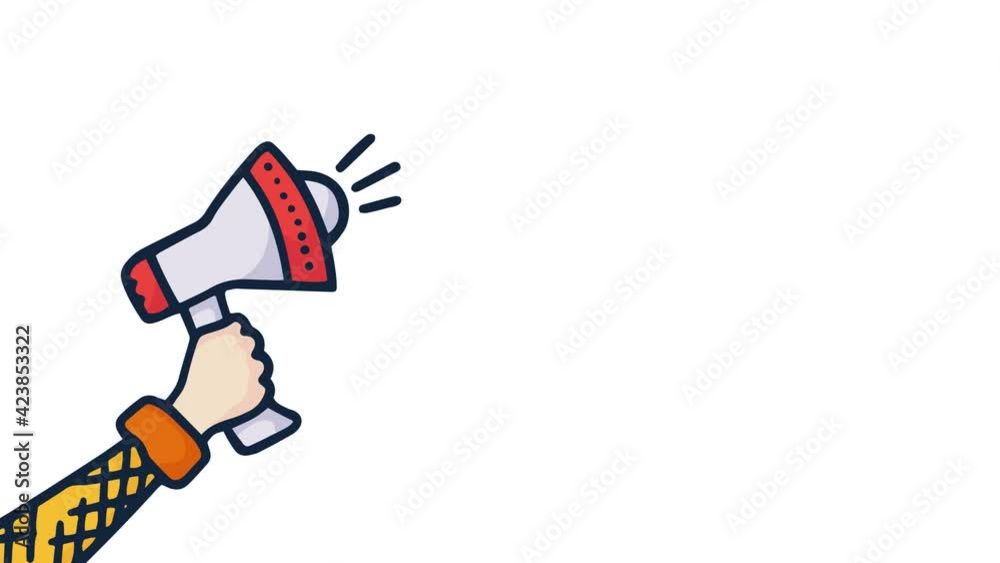 Male hand animation holding a megaphone for promotion and announcement. Shot in 4k resolution . Alpha matte Male hand animation holding a megaphone for promotion and announcement. Shot in 4k resolution . Alpha matte
