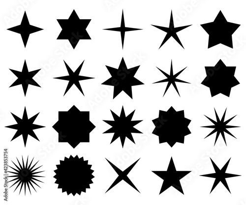 Star, starburst, sunburst icon, symbol. Radial shape, design element. Badge, seal vector