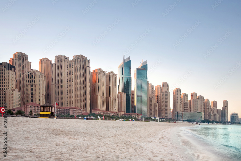 modern skyscrapers on the bank of the Persian Gulf in Dubai modern skyscrapers on the bank of the Persian Gulf in Dubai