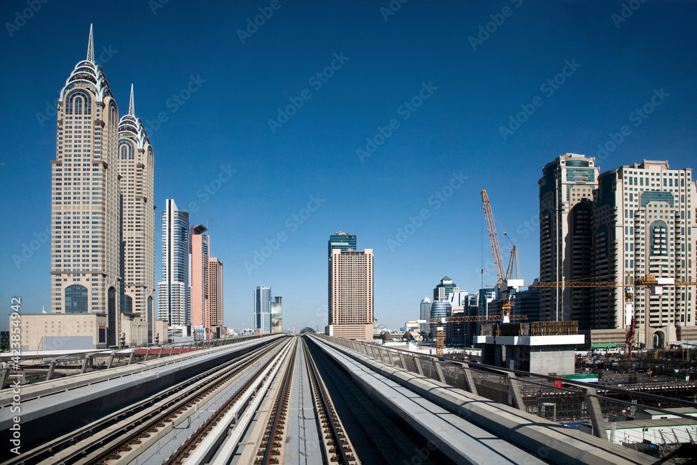 modern city infrastructure modern monorail transport in Dubai