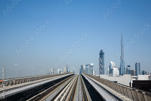 modern city infrastructure modern monorail transport in Dubai