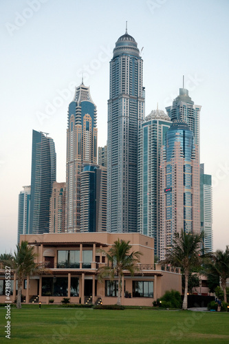 modern skyscrapers on the bank of the Persian Gulf in Dubai