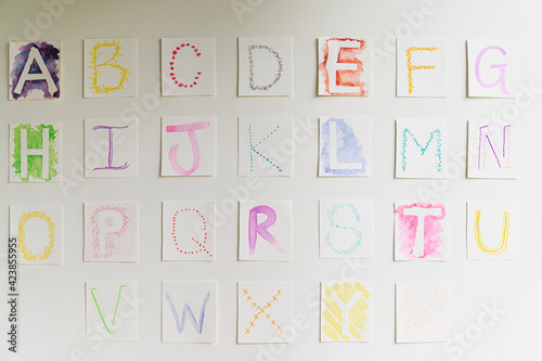 Homemade alphabet on wall