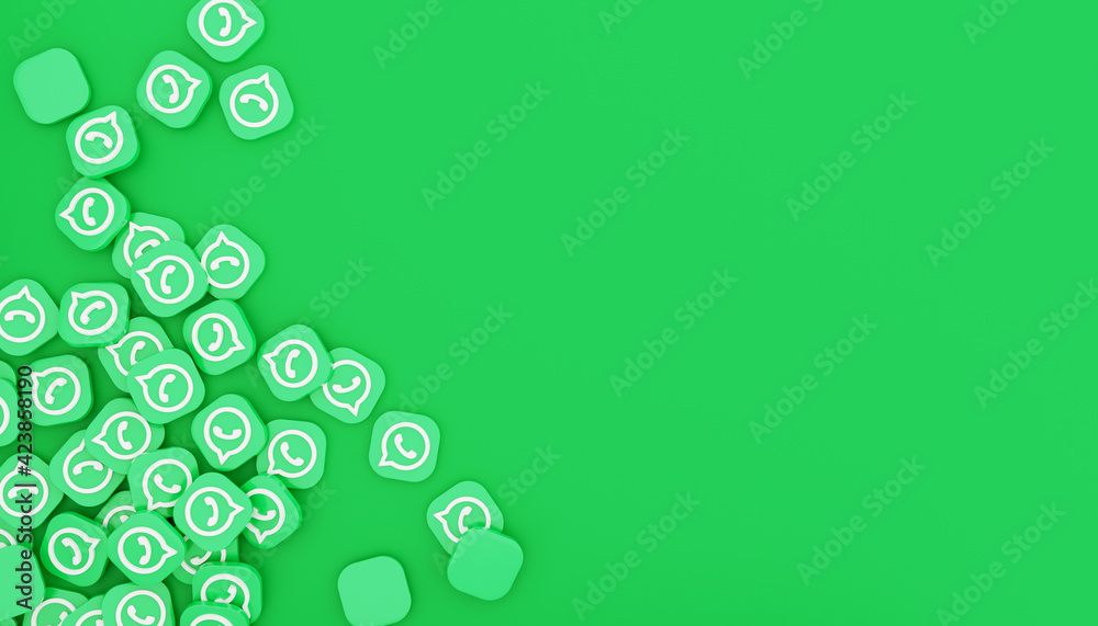 Pile of whatsapp logo green background clean and simple 3d render  illustration Stock Illustration | Adobe Stock