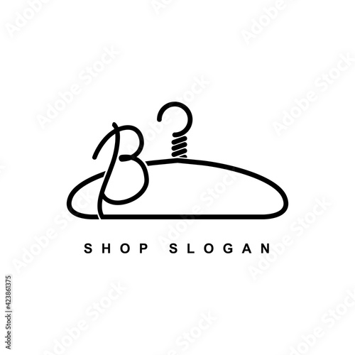 illustration of minimalist botique logo design . the elegant wire hanger icon