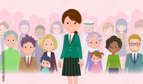 flat type school girl Green Blazer_protagonist