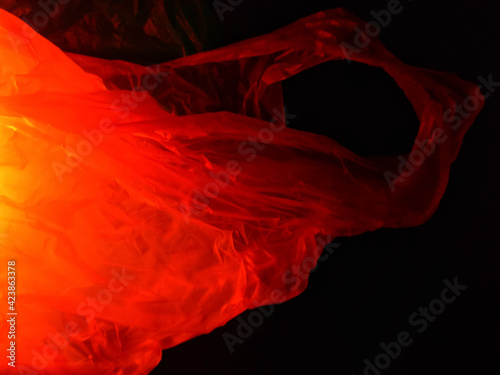 abstract of red and orange plastic bags