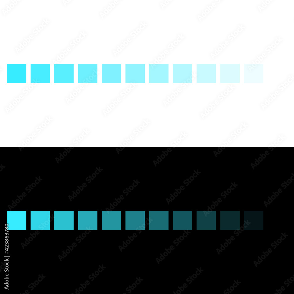 Teal, blue color palette fading into transparency. Teal, blue color spectrum