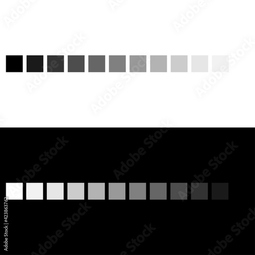 Grey color palette fading into transparency. Greyscale color spectrum photo