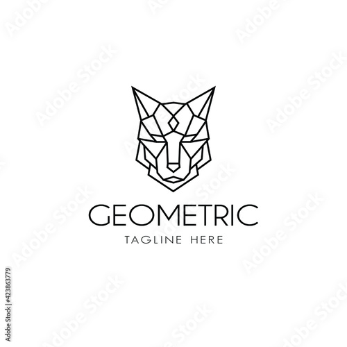 Geometric wolf face in monoline style. wolves abstract logo design