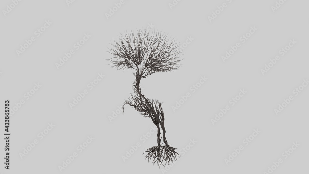 Tree in a shape of a deer. Seasonal transition on white background. Eco Concept.
