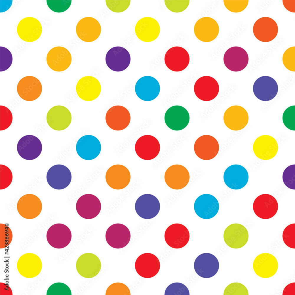 Colorful, multicolor, varicolored dotted, dots, circles pattern, background (Geometry is seamlessly repeatable)