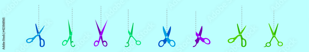 set of scissors cartoon icon design template with various models. vector illustration isolated on blue background set of scissors cartoon icon design template with various models. vector illustration isolated on blue background