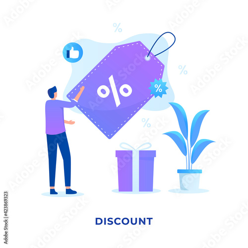 Flat illustration discount concept. Illustration for websites, landing pages, mobile applications, posters and banners