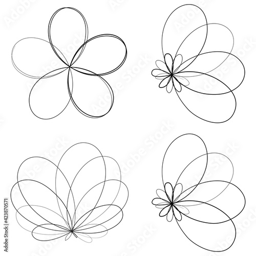 Abstract geometric lineart, lines design element. Outline knot-like mandala, motiff design