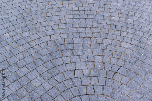 Radially laid paving stones for the backdrop. Color - Manatee, Hue Blue. The shape of the stones is a trapezoid. photo