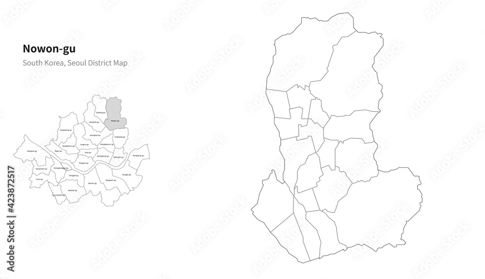 Nowon-gu map. Seoul district map vector.