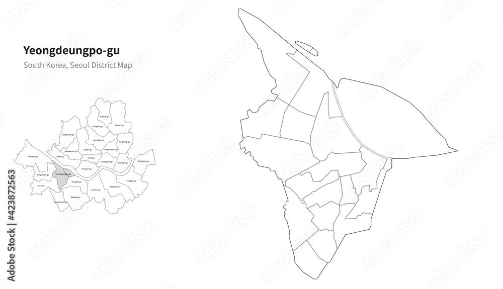 Yeongdeungpo-gu map. Seoul district map vector. Yeongdeungpo-gu map. Seoul district map vector.