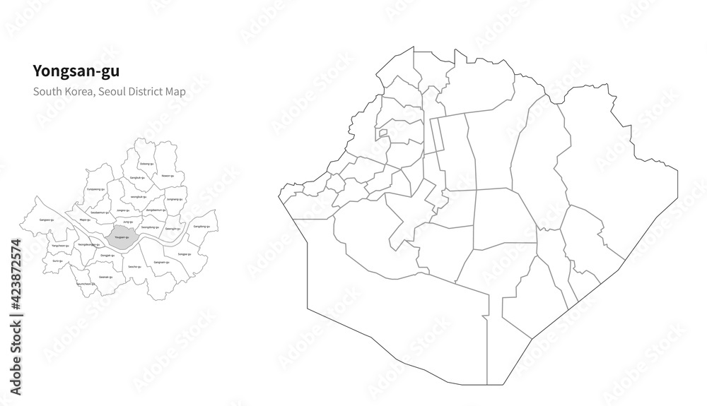 Yongsang-gu map. Seoul district map vector.