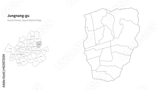 jungnang-gu map. Seoul district map vector.