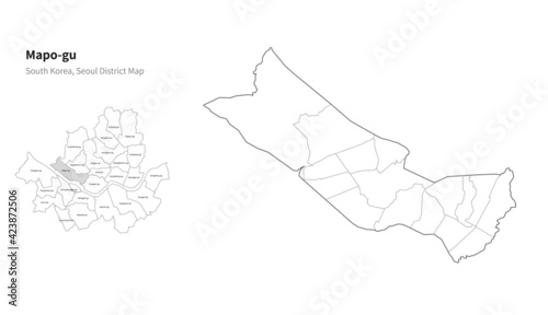 Mapo-gu map. Seoul district map vector.