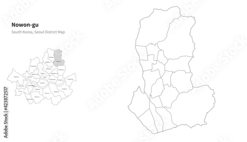 Nowon-gu map. Seoul district map vector.