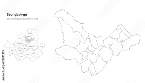 Seongbuk-gu map. Seoul district map vector.