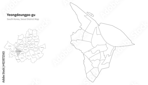 Yeongdeungpo-gu map. Seoul district map vector. photo