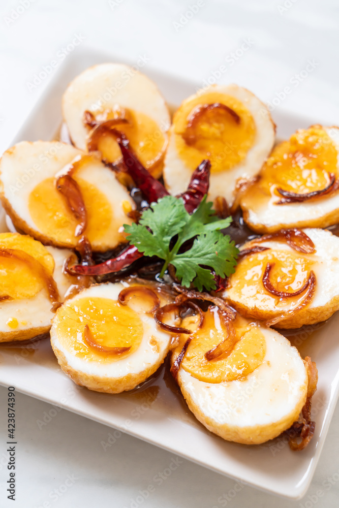 Fried Boiled Egg with Tamarind Sauce Fried Boiled Egg with Tamarind Sauce