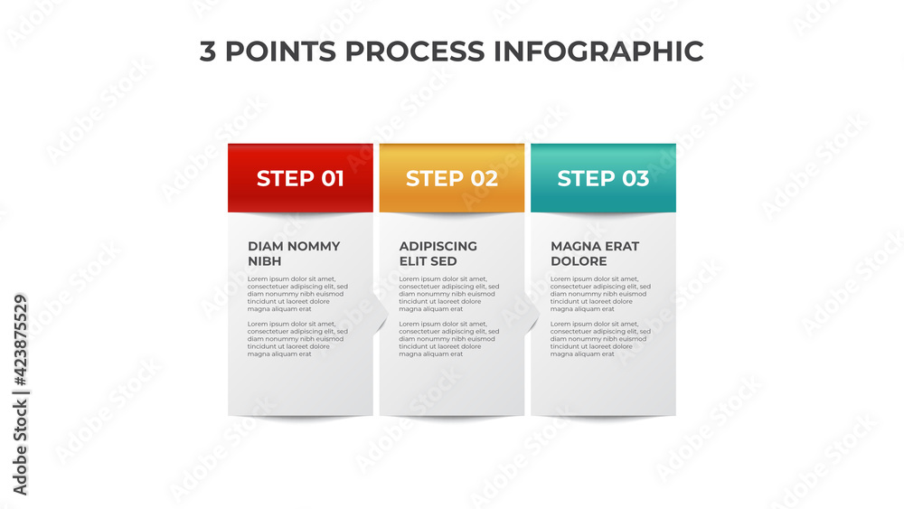 3 points of block list process diagram, infographic element template vector, can be used for presentation, etc