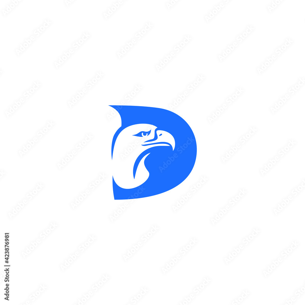 Obraz premium letter D eagle head icon logo vector