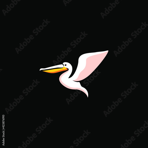 heron pelican stork icon logo vector illustration