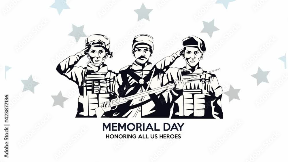 happy memorial day lettering with soldiers happy memorial day lettering with soldiers