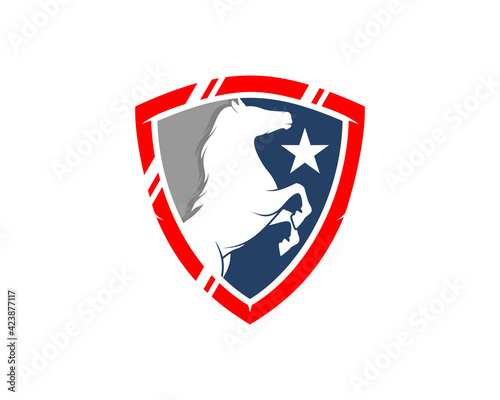Free Download Standing horse inside the shield protection logo - GFXLoad
