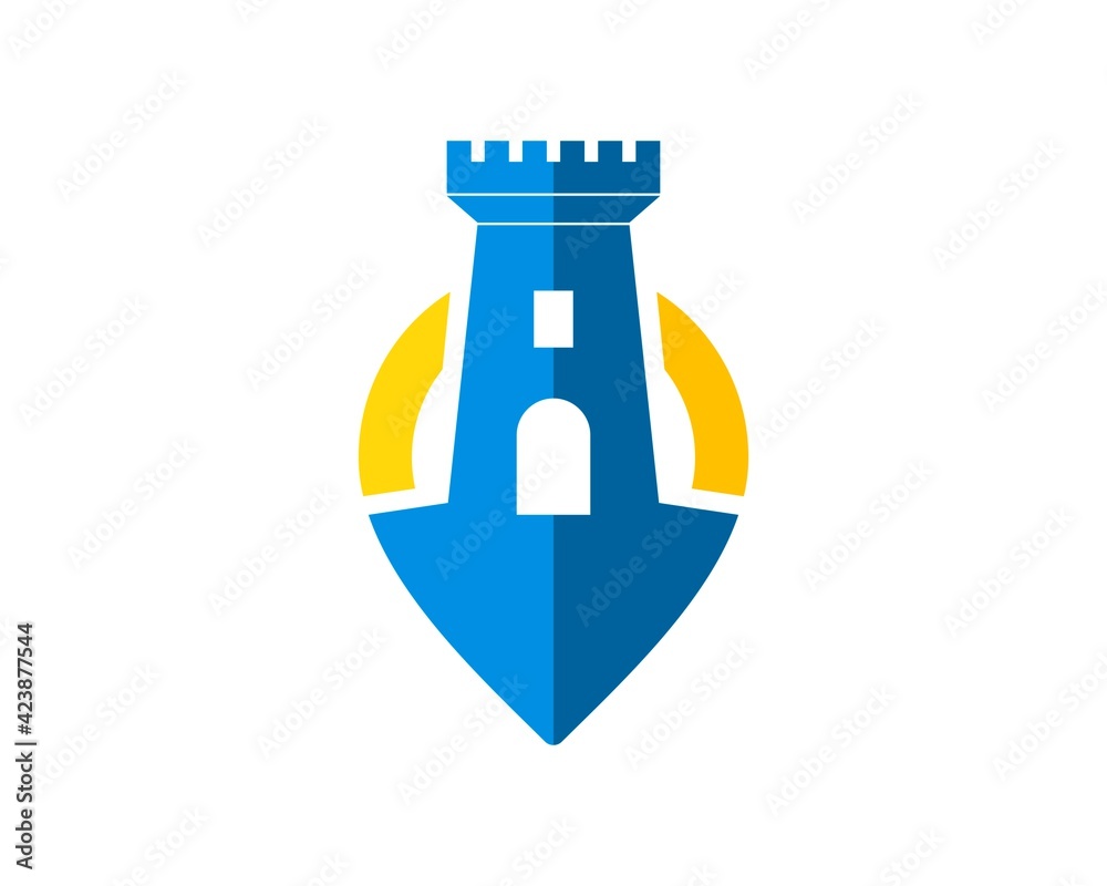 Pin location with blue fortress inside Pin location with blue fortress inside