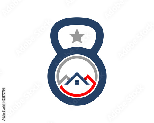 Gym kettle bell with house real estate inside