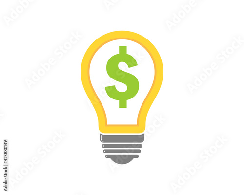Abstract light bulb with dollar symbol inside