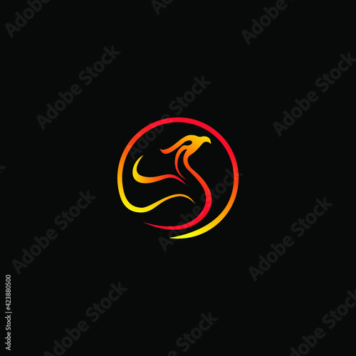 luxury phoenix bird in circle icon logo vector illustration design