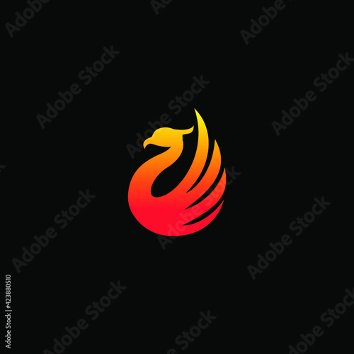 luxury phoenix bird in circle icon logo vector illustration design