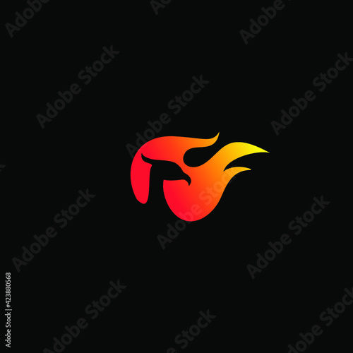 Luxury Phoenix on fire Logo Concept Stock Vector illustration
