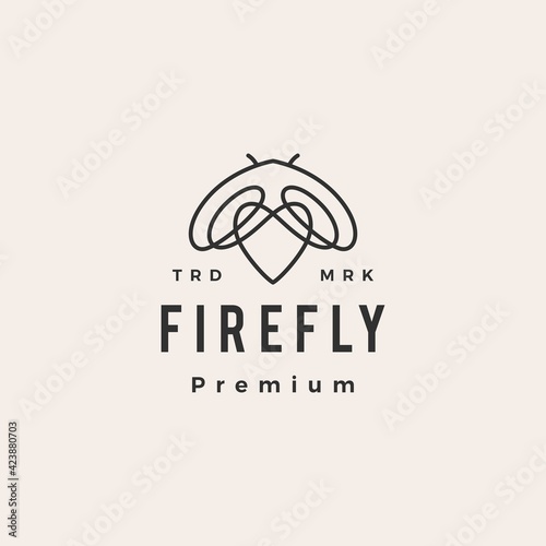 firefly love hipster vintage logo vector icon illustration