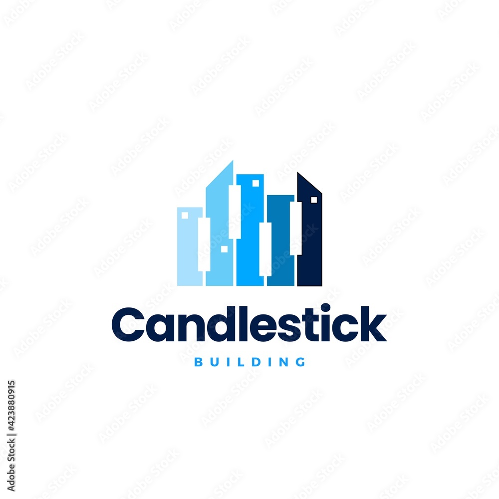 candlestick bar finance financial building city logo vector icon illustration
