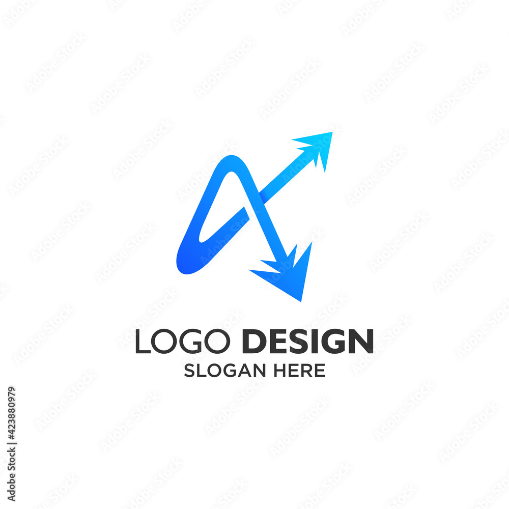 letter A with arrows logo design for aircraft and business letter A with arrows logo design for aircraft and business