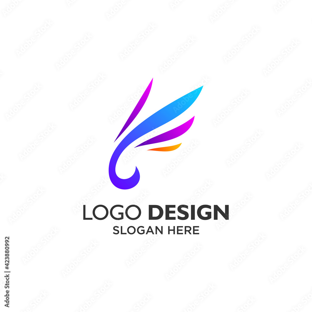 Fototapeta premium abstract and colorful feathers logo design