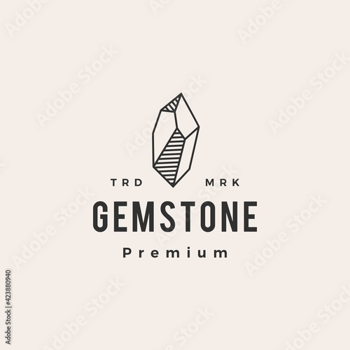 gem stone hipster vintage logo vector icon illustration