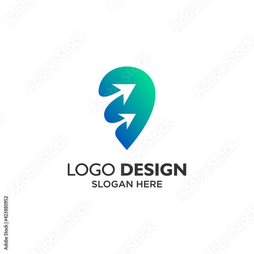 planes and pin logo design for travel and transportation