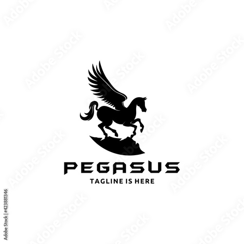 Pegasus Majestic Mythical Greek Winged Horse on a White Background