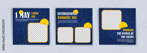 Labor Day. International Workers' Day. Banners vector for social media ads, web ads, business messages, discount flyers and big sale banner.