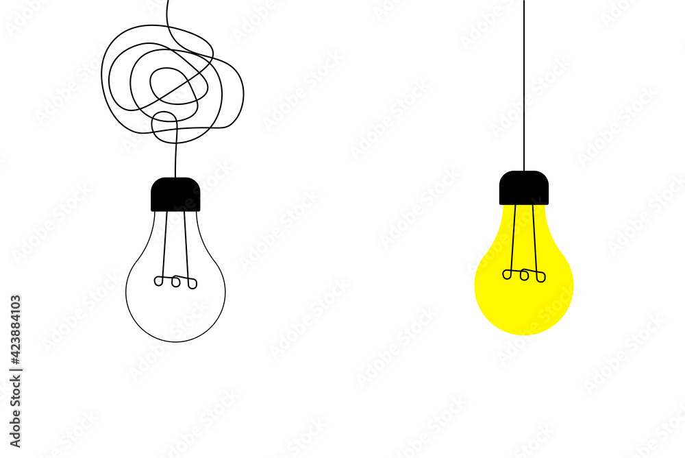 Light bulbs on wires icons. An effective conceptual 