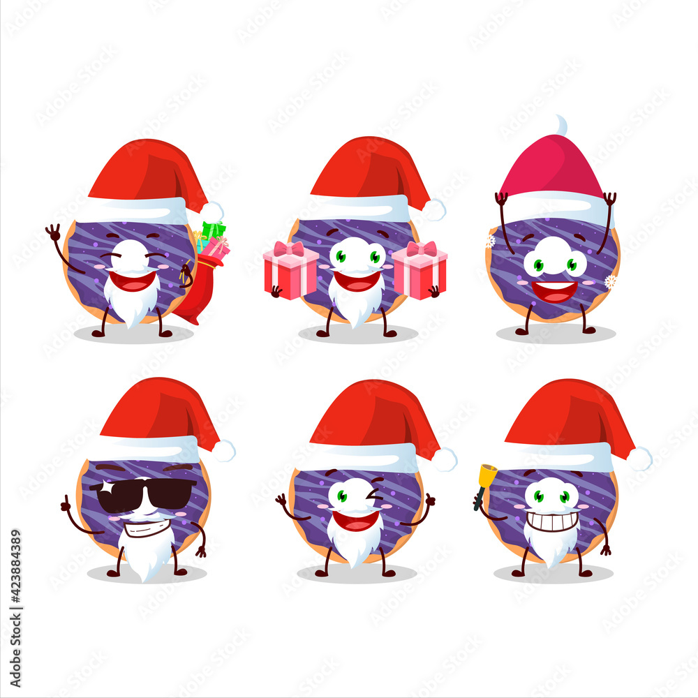 Santa Claus emoticons with blueberry donut cartoon character